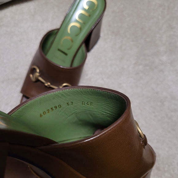 Gucci Horsebit Platform Brown Leather Sandals - Picture 9 of 9